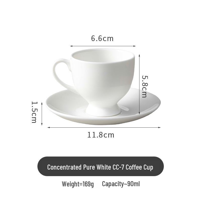 Pure White Bone China Espresso Cup & Saucer with Gold Rim, 80ml