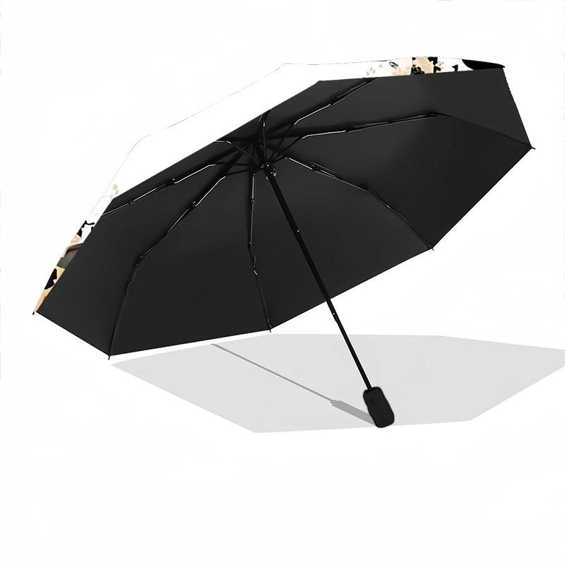 1pc Floral Leopard Print Auto-Fold Umbrella with One-Touch Open/Close - 8 Reinforced Ribs for Windproof Stability Yy251118143