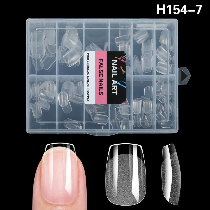 216 шт. Бесшовные накладные типсы для ногтей, прозрачные, полное покрытие, типсы для пальцев, полуматовые, длинные, форма гроба, миндаль, искусственные ногти