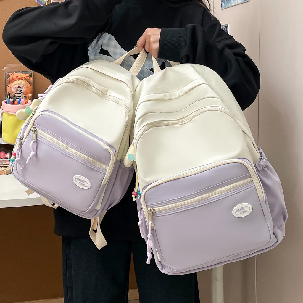 Simple College Student Schoolbag Japanese Ins Small Fresh Backpack Female Junior High School Large-capacity Student Schoolbag