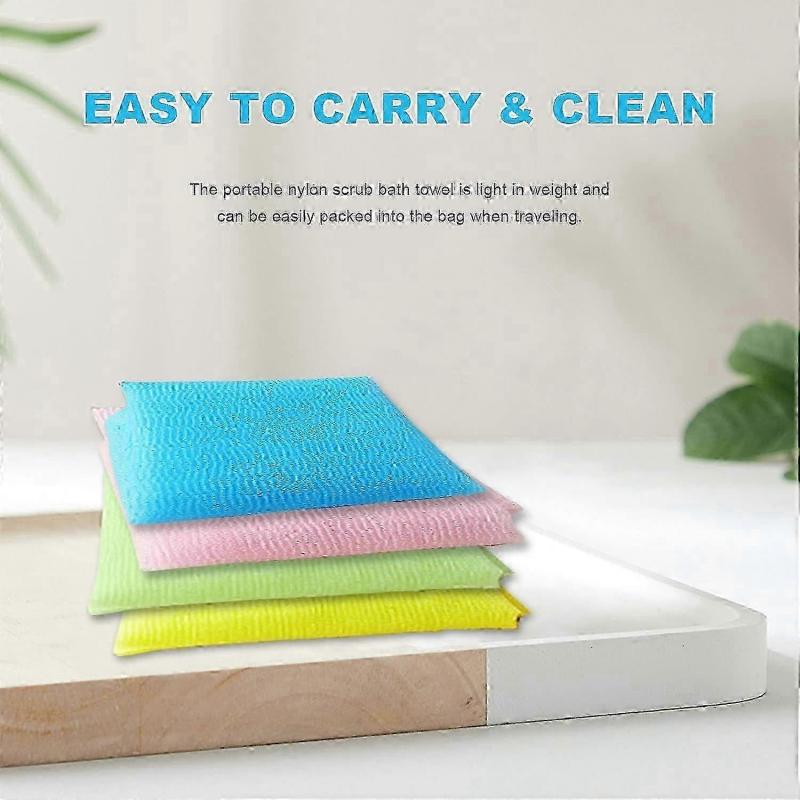 4 PCS Multicolour Nylon Exfoliating Cloth Nylon Scrub Bath Towel, Long 90cm, Body Shower Cleaning Sponges Wash Cloth Towel Body 2025 Qhzl Qhzl A-G