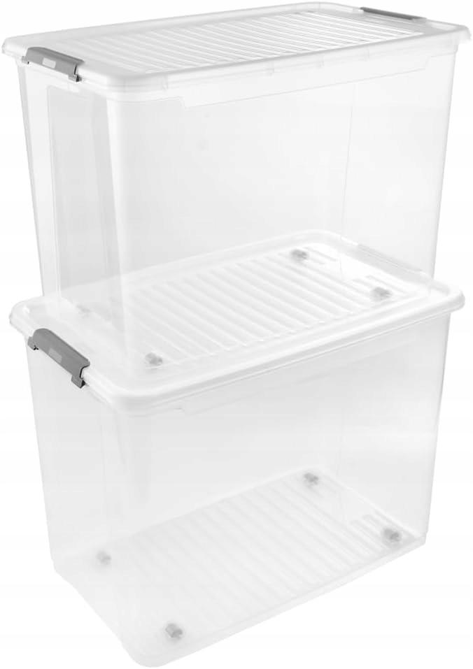 Box Container With Lid Plastic On Wheels 74 59X38 Keee 1 Pc