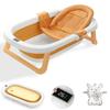 Foldable Baby Bath with Bath and Bath Easy To Perfect for Baby Showers and Baby Showers Thermometer, Net, Cushion, Store, BathTough, (Orange)
