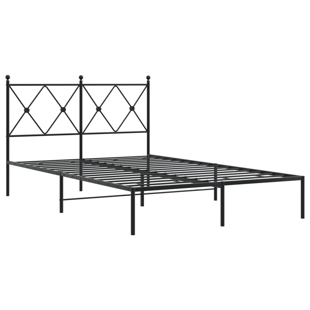 Metal Bed Frame with Headboard Black 120 x 200 cm