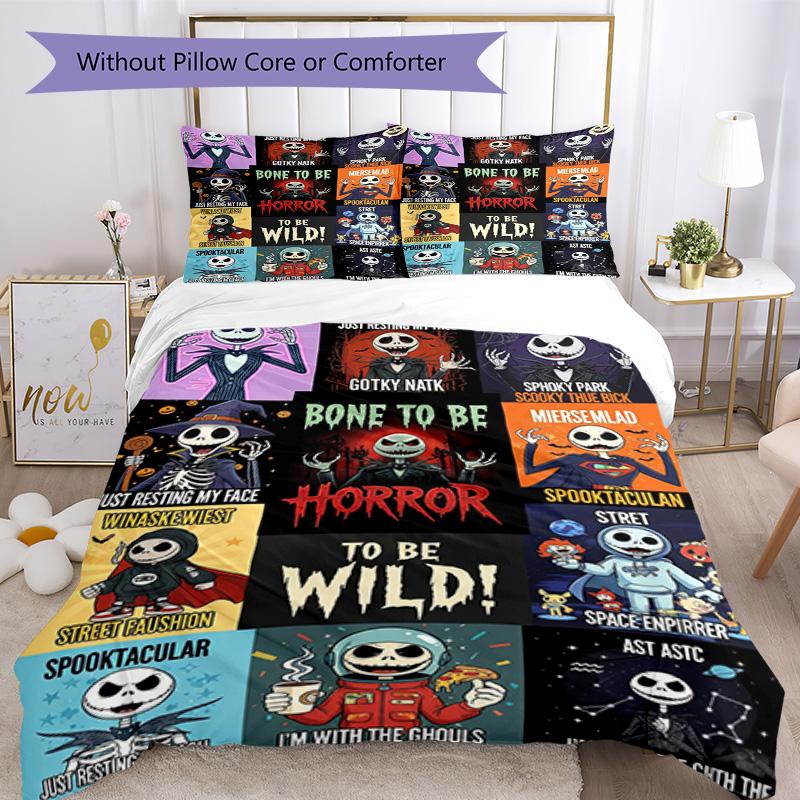 Christmas Nightmare Bedding Set Breathable Duvet Cover with Pillowcases Decorative Bed Linen for Bedroom Home Decoration Birthday Gift
