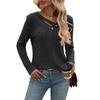 Autumn/Winter Women's V-Neck Button T-Shirt