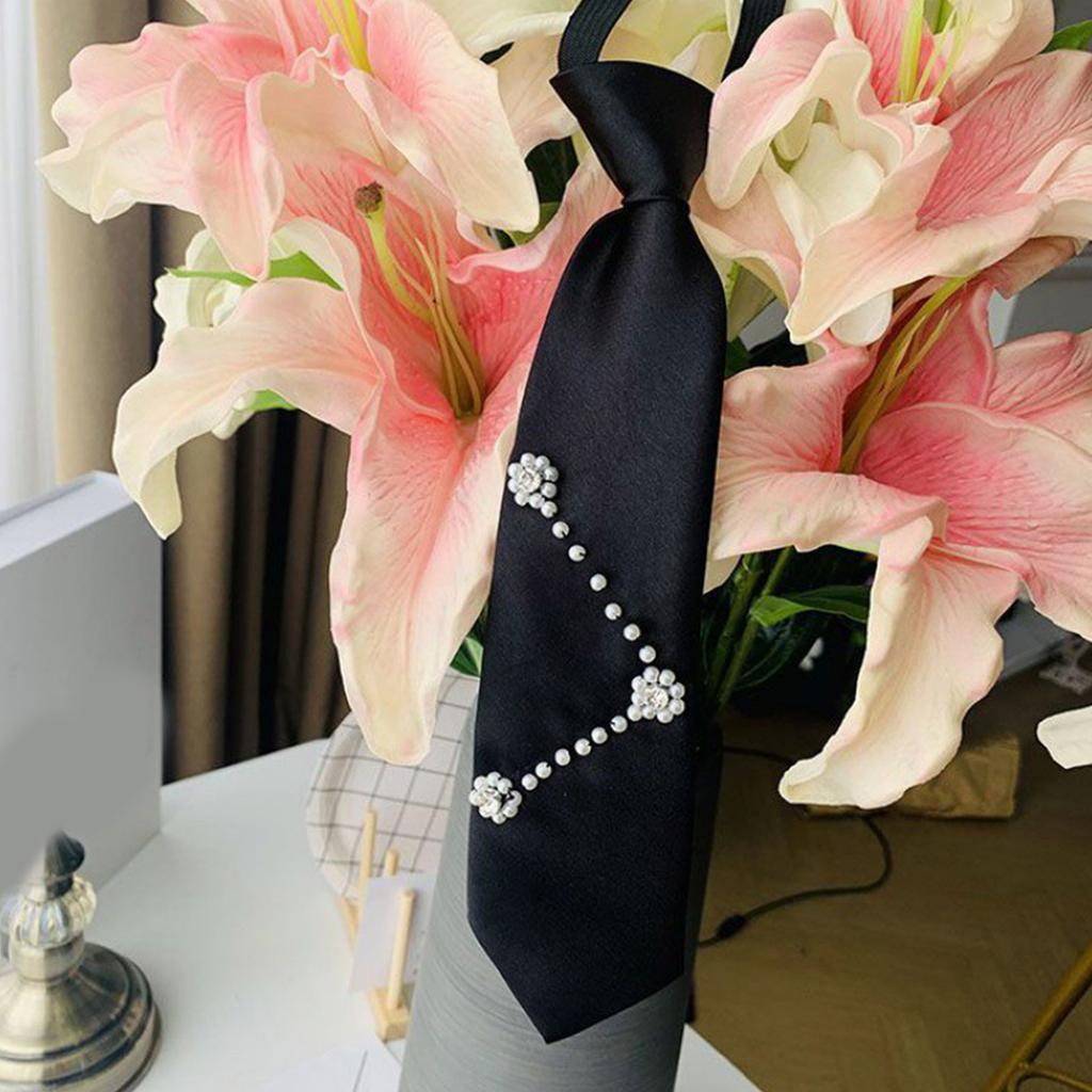 Pearl Decor Neck Ties Pre Tied Professional Formal Shirt Convenient Lazy Person Tie Ladies Business Meetings Formal Tie