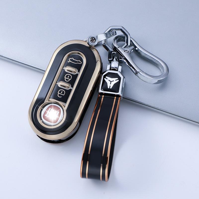 High-End Key Case for Fiat 500, Viaggio, Bravo, Iveco Eurocargo - Personalized Protective Shell with Buckle