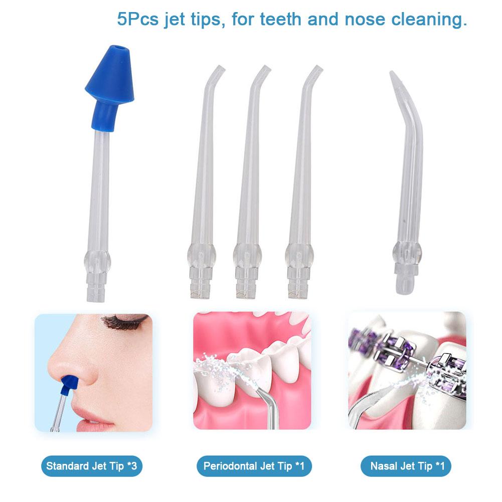 USB Rechargeable Oral Irrigator Water Flosser Dental Tooth Cleaning Device 4 Modes 200ML Water Tank Teeth Cleaner + 5 Jet Tips