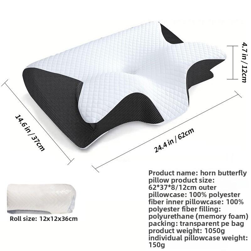 Cervical Butterfly Pillow Memory Foam Sleeping Pillow with Removable Pillowcase&Case Only
