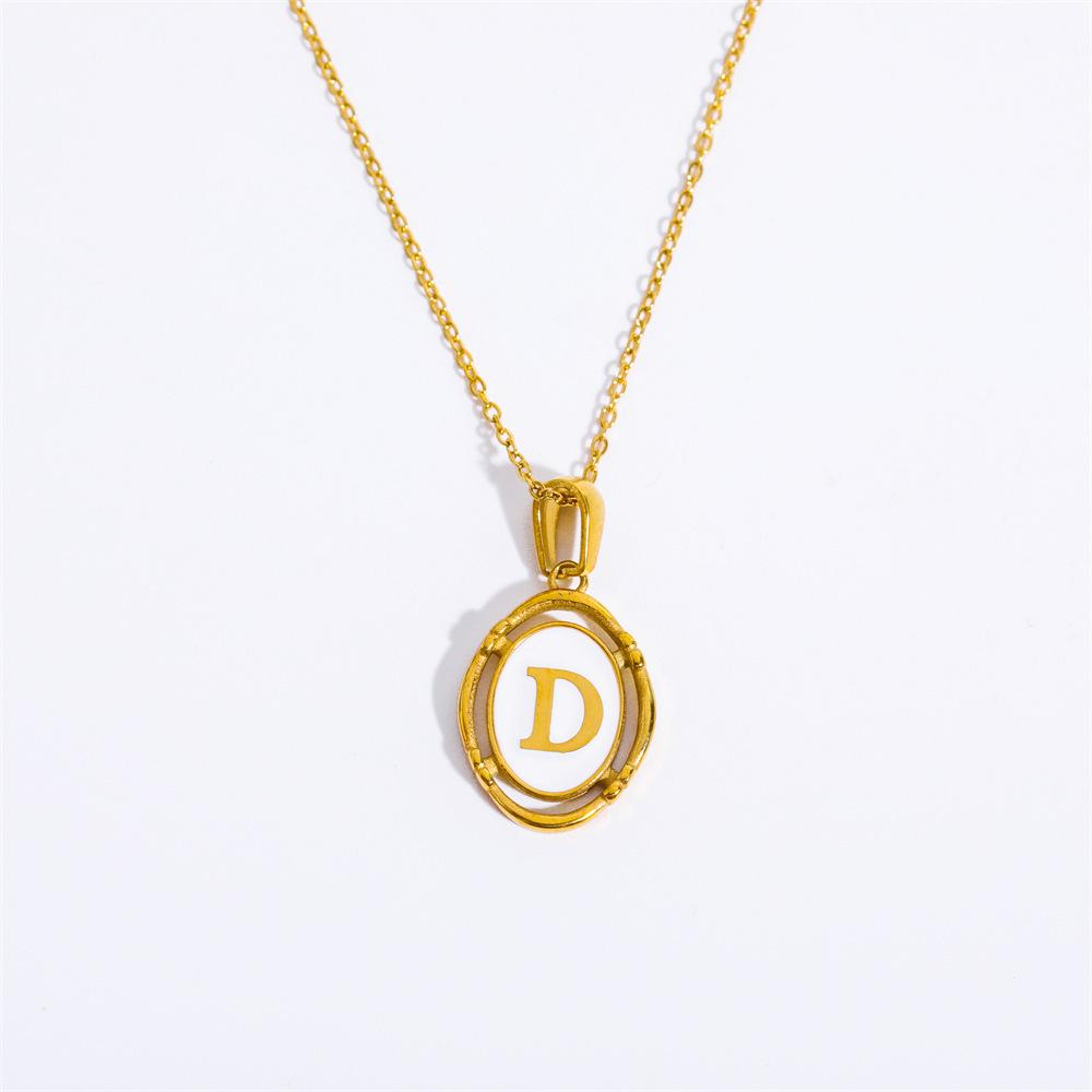 

Color Retention 26 Letter Pendant Oval Necklace Necklace 26 Letter Electroplated Real Gold