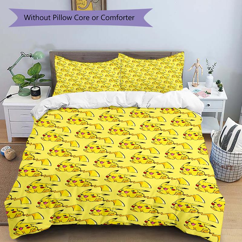 Pikachu Wallpaper Print 3Pcs Bedding Setduvet Cover With 2 Bedropillowcase Home Birthday Gift