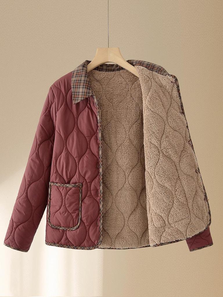 Stylish Velvet-Lined Cotton Jacket for Middle-Aged & Elderly Women - 2025 Autumn/Winter Collection