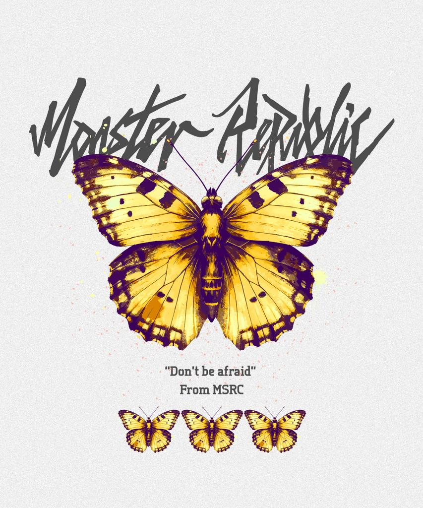 MONSTER REPUBLIC Butterfly Yellow T-Shirt White