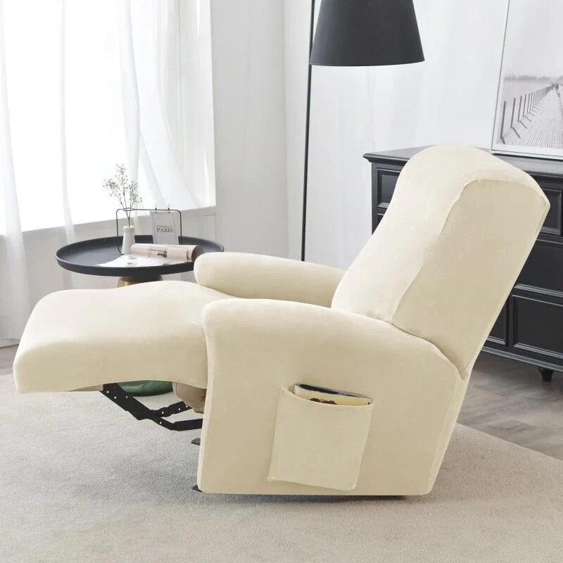 1 Seater Velvet Elastic Recliner Cover Relax Lazy Boy Chair Covers Single Lounger Couch Slipcover Armchair Protector Slipcovers