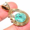 Natural Tibetan Turquoise Two Tone 925 Solid Sterling Silver Pendant 1.50'' v8D68