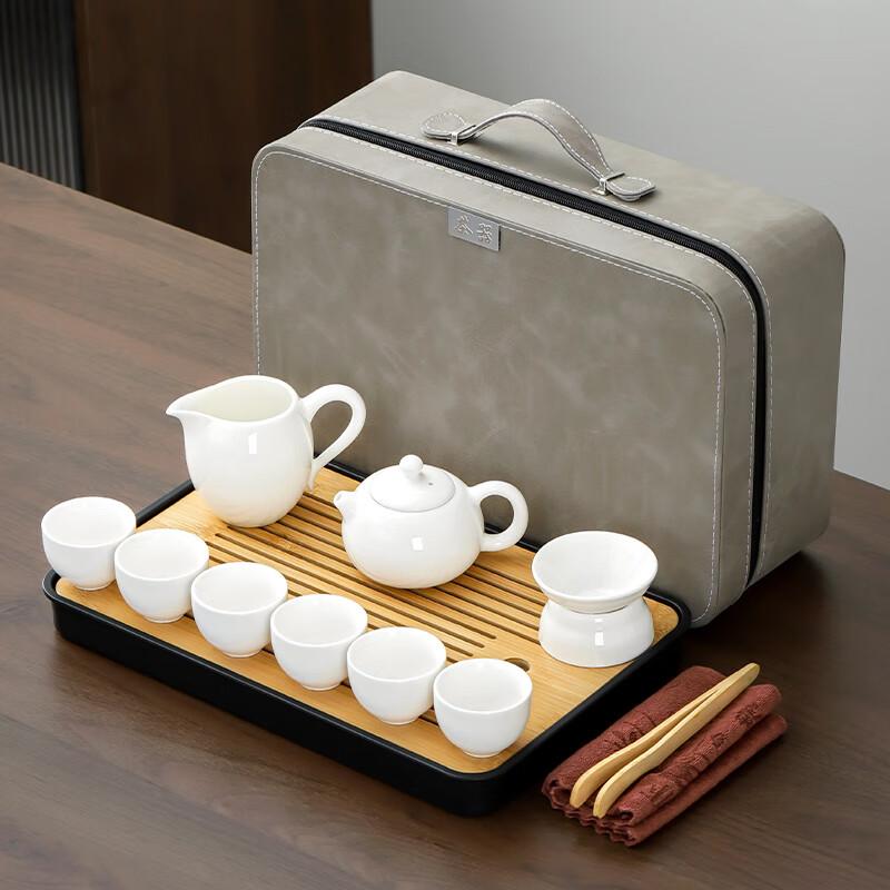Leinuo Pure White Sheep Fat Jade Ceramic Xishi Tea Set