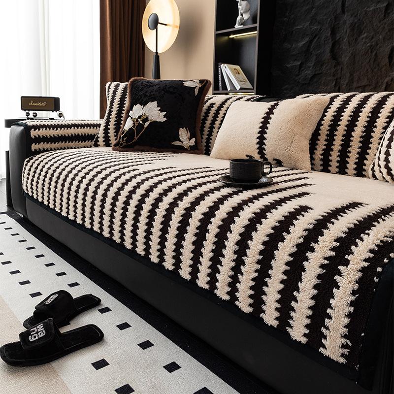 Sofa Cushion Autumn and Winter New Plush High Quality Winter Thickened Cushion Anti Slip Straight Row Sofa Cover Cover