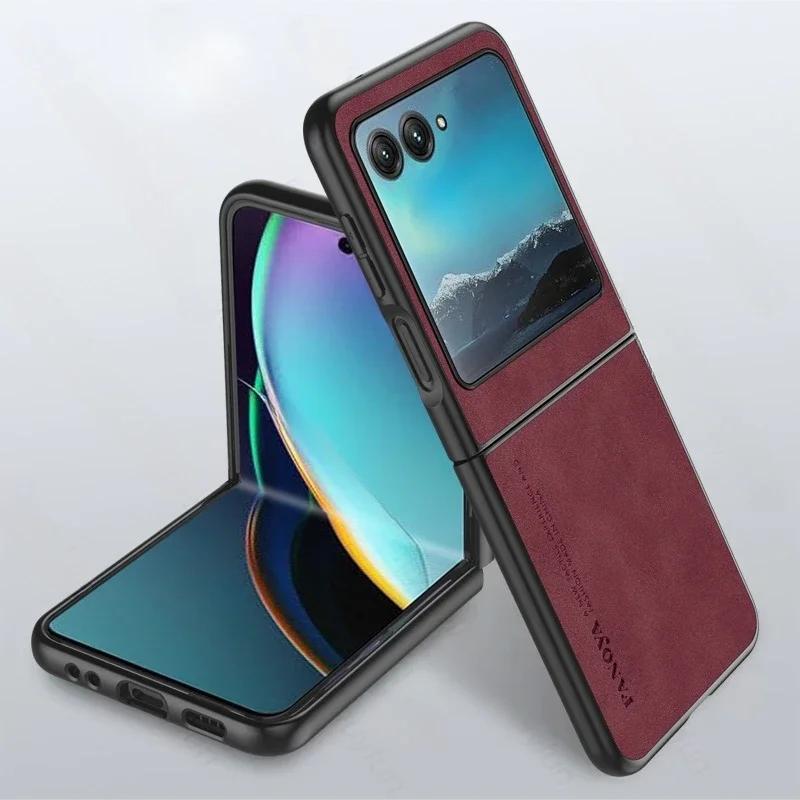 Lambskin Leather Cover for Motorola Razr 60 Ultra /25 Razr 60/50/40 Ultra 60 Ultra Shockproof Hard Plastic Phone Case