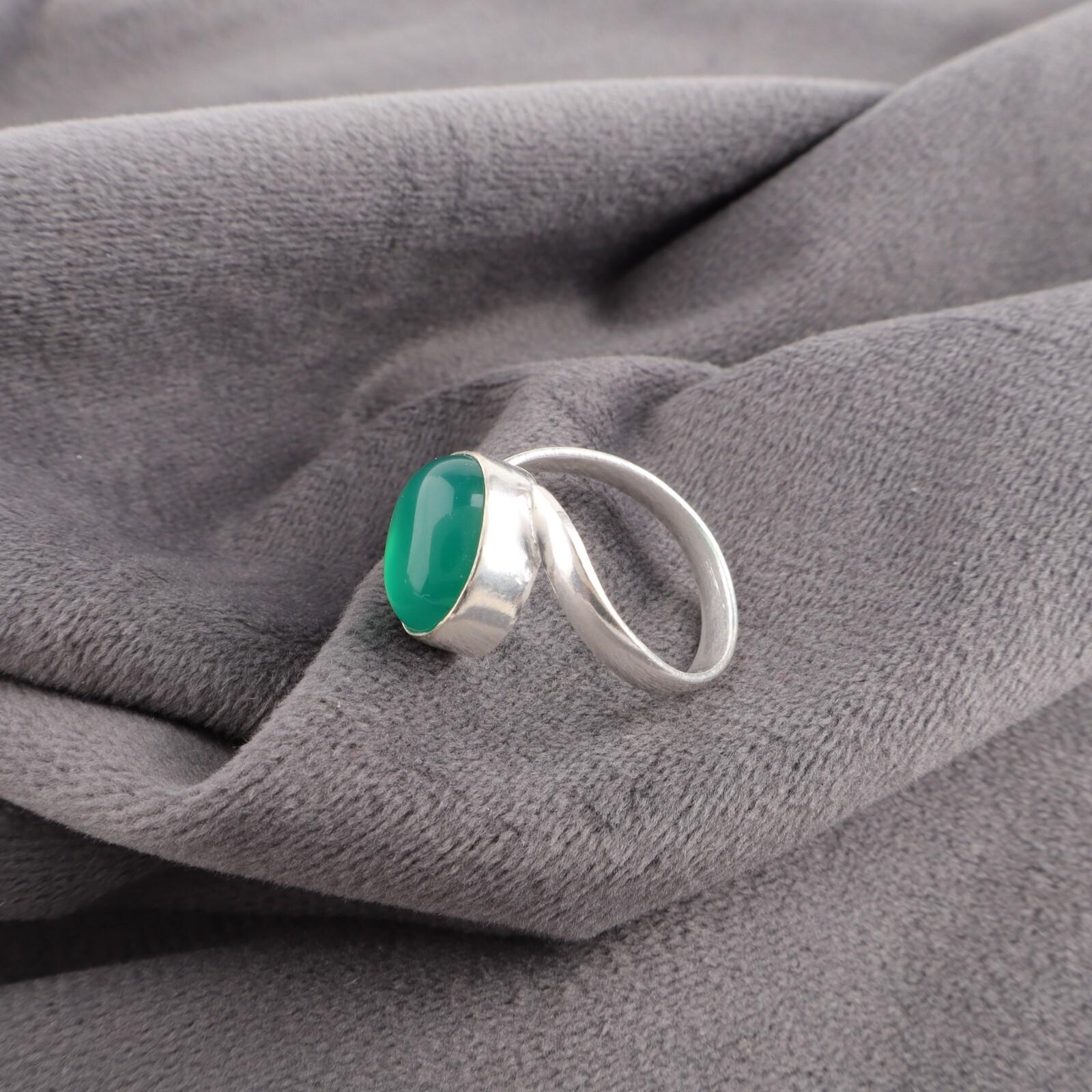 

Редкий драгоценный камень Зеленый Оникс Ювелирные изделия из серебра 925 пробы Ручной работы Стильное кольцо RR-53-36 7.5