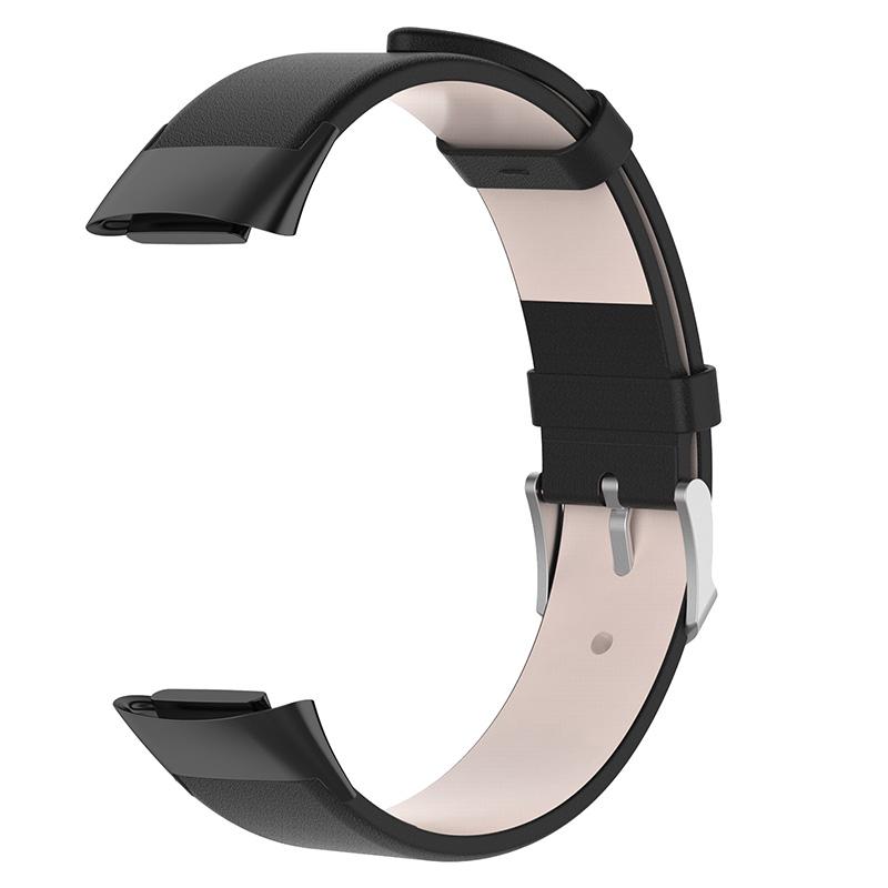 Metal Buckle Genuine Leather Smart Watch Strap Adjustable Wrist Band for Fitbit Charge 6/5