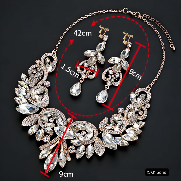 [KK Solis] Eine auffällige Präsenz mit großen, funkelnden Kristallen. Luxuriöse Accessoires, die auf Hochzeiten, Partys, Veranstaltungen und Konzerten Blicke auf sich ziehen. ZU