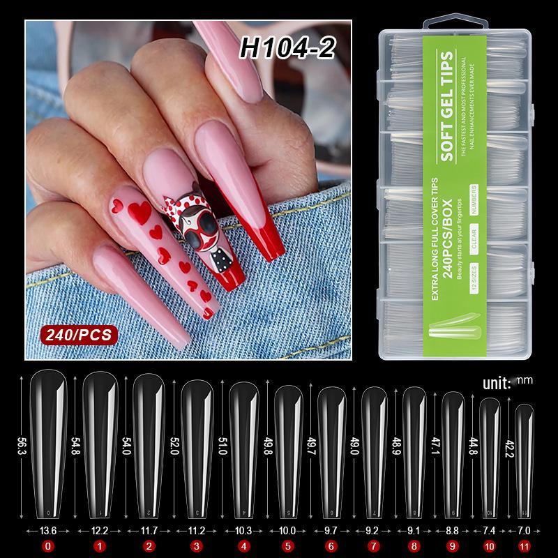 XXXL Denim Water Pipe Nail Art Set - 240 Transparent Ballet Nail Stickers