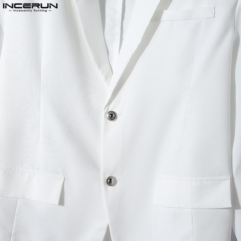 INCERUN Men Lapel Long Sleeve Lace Crochet Patchwork Party Blazer Coats