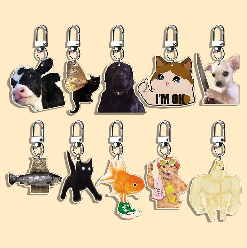 Funny Cat Keychain Student Gift Bag Women's Bag Cute Things Gift For Best Friends Cartoon