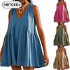 Fashion Summer Spring Solid Color Print Sleeveless V-Neck Casual Dresses