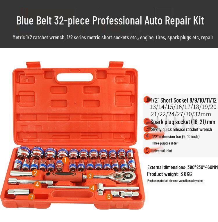 46-Piece Ratchet Wrench & Socket Set: Complete Auto Repair Tool Kit