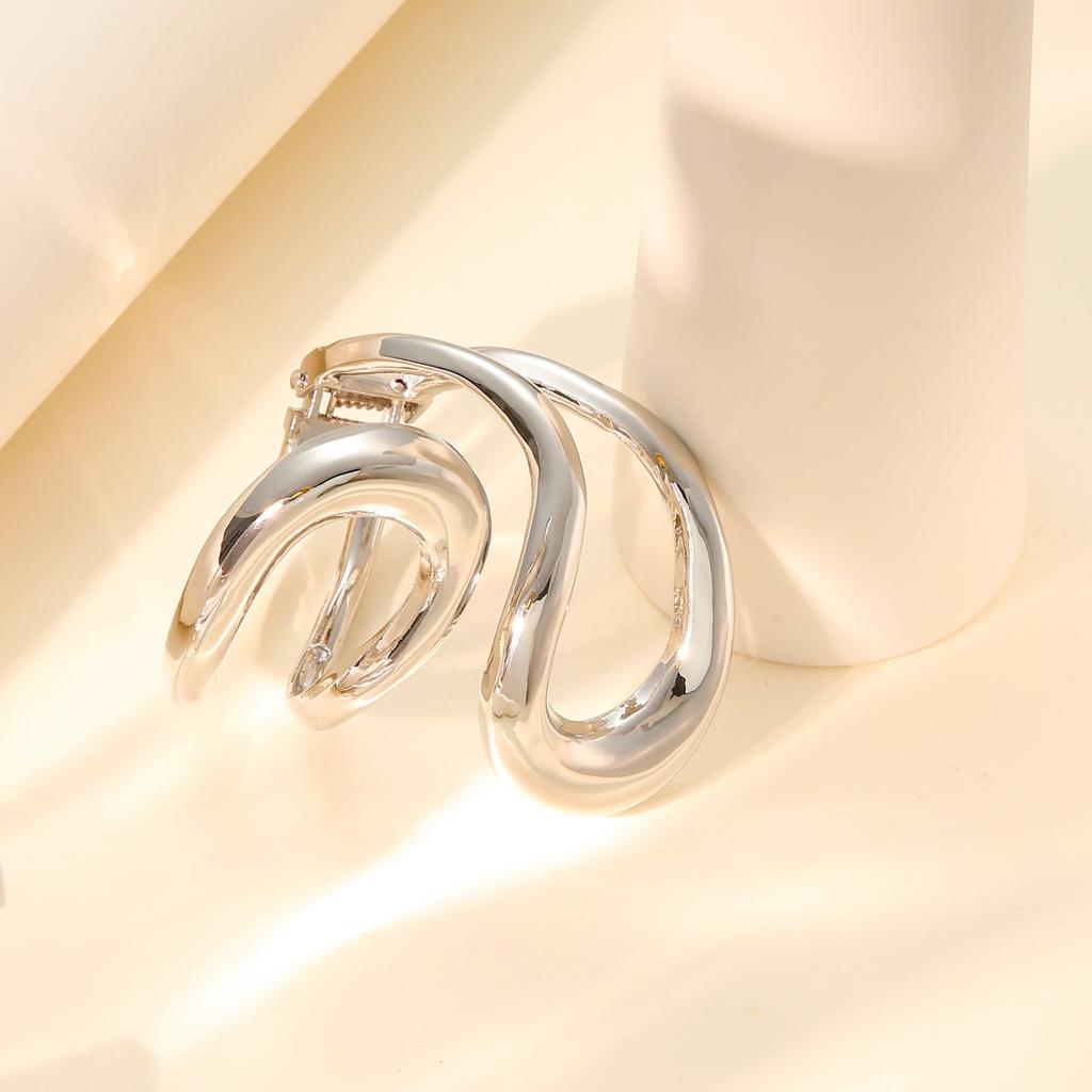 Hollow asymmetric alloy niche double-line geometric gold-plated bracelet simple atmosphere Hollow bracelet