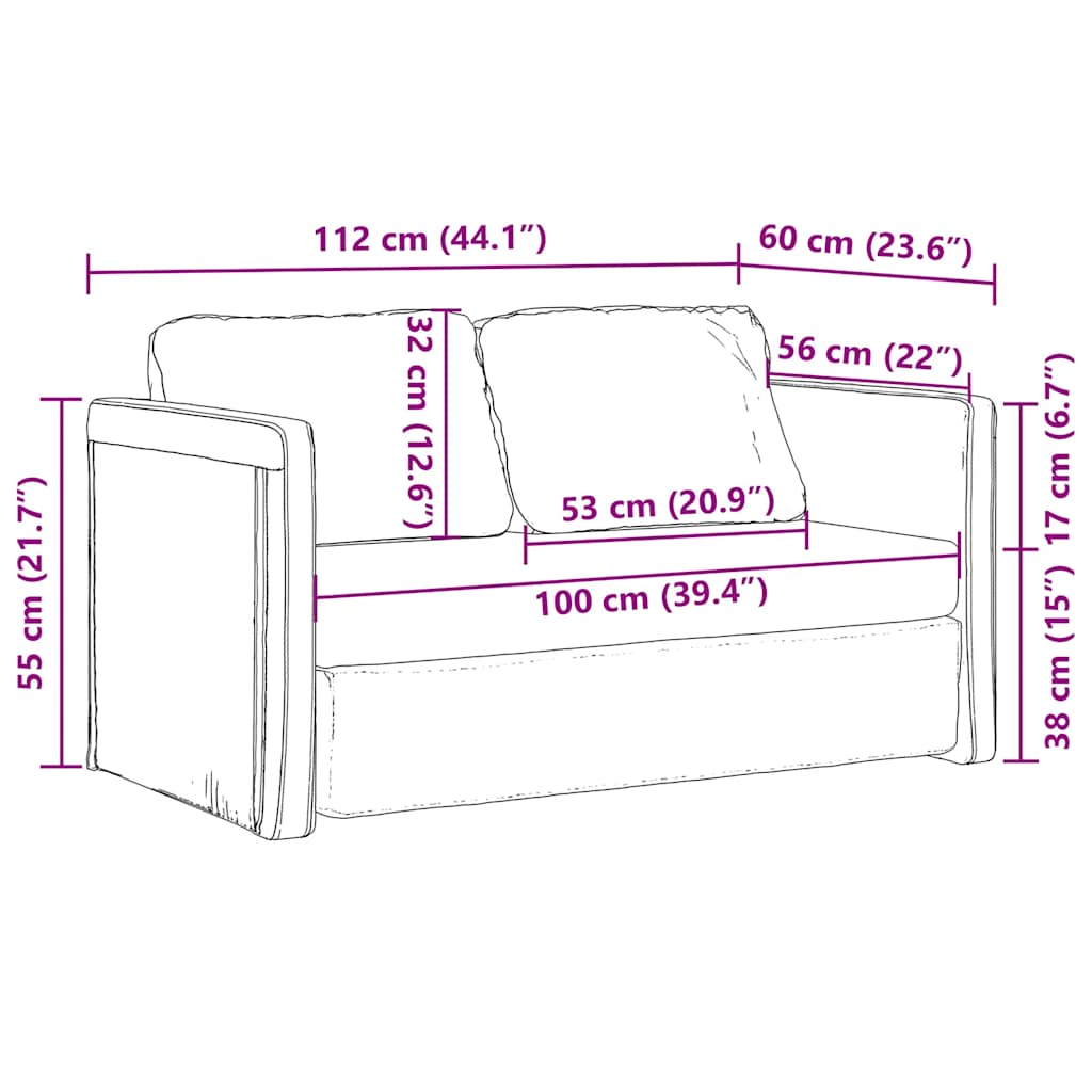 Floor Sofa with Sleep Function Dark Gray 112x174x55 Cm Fabric