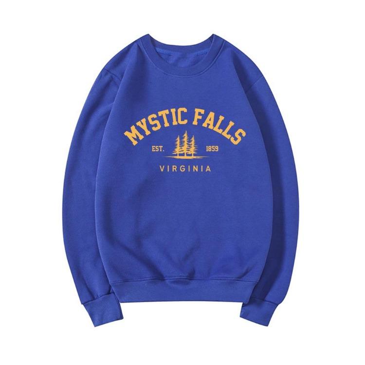 Unisex Mikina Salvatores Teplá Pohodlná Mikina s Kulatým Výstřihem Ležérní Pulovr s Dlouhým Rukávem Svetr Mystic Falls Virginia