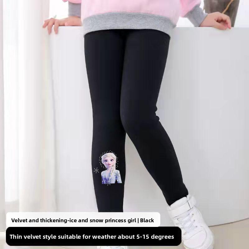 Mädchen Leggings Herbst Winter Plus Samt Hosen Cartoon Mädchen Druck Kinder Warme Hosen