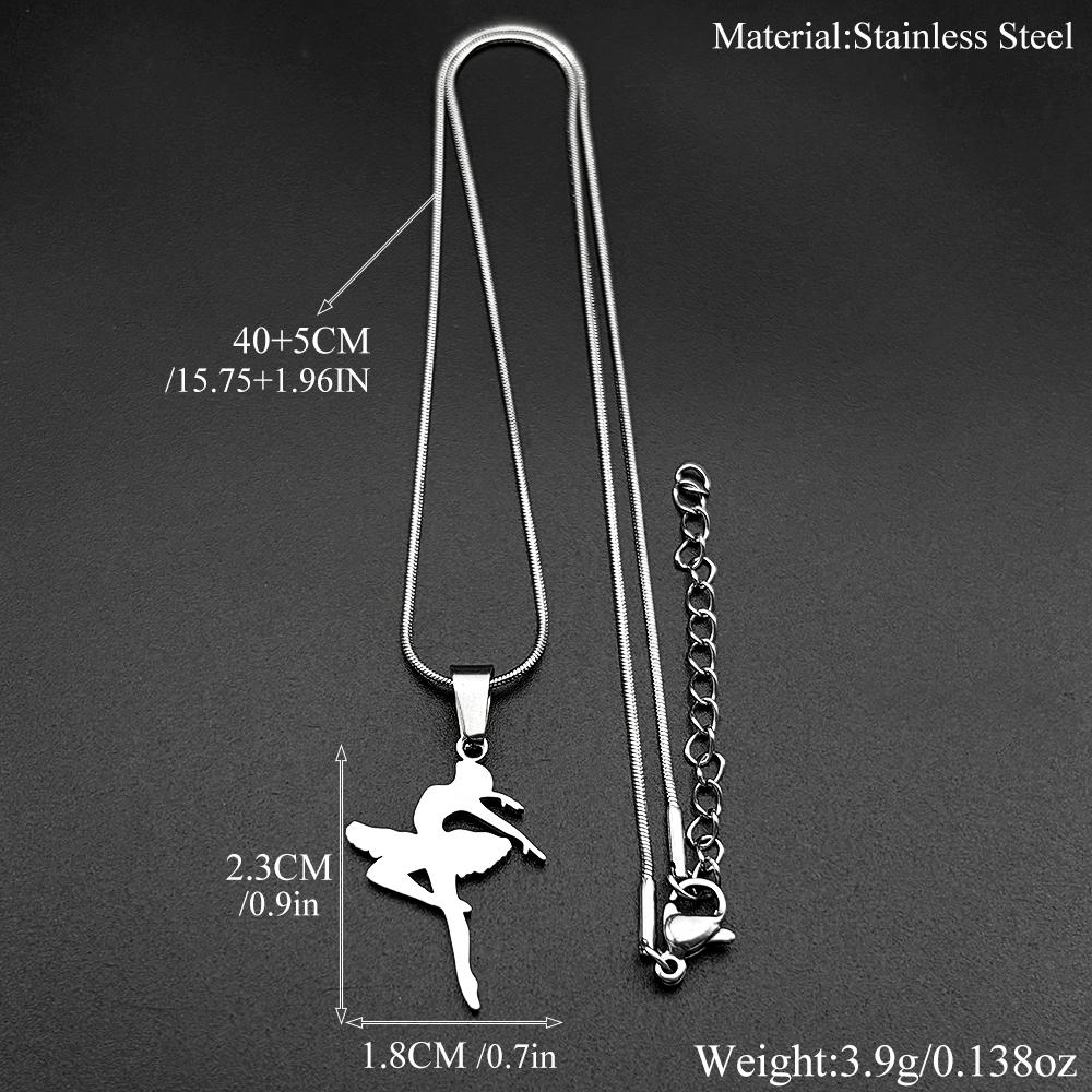 Rhythmic Gymnastics Ballet Necklace For Women Men Stainless Steel Silver Color 2026 Trend Gymnast Art Sport Jewelry Accessories