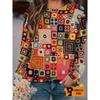Women's Loose Fit Long Sleeve Sweater - Vibrant All-Over Floral Print Round Neck Pullover, Soft & Breathable All-Season Casual Top , Cute Sweaters