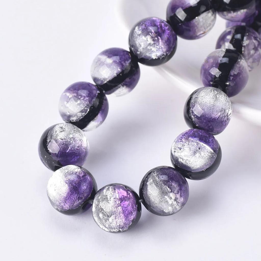 5 st Runda Självlysande 8mm 10mm 12mm Dubbelsidiga Handgjorda Lampwork Glas Lösa Pärlor för Smyckestillverkning DIY Hantverksfynd
