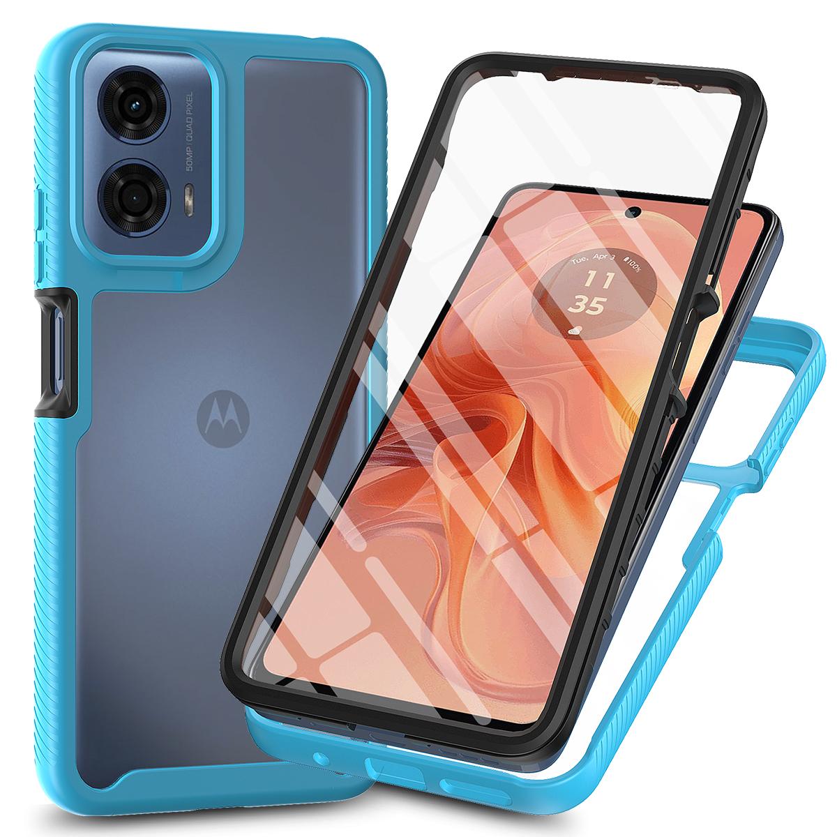 

for Moto E14 4G Shockproof Clear Case Built in Screen Protector Full Body Rugged Defender Cover for Motorola Moto E14 Case PC TPU&Case & Screen Protector