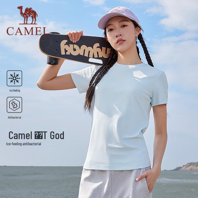 CAMEL Women s Ice-Feel 10A Antibacterial Breathable Round Neck Short Sleeve T-Shirt XL
