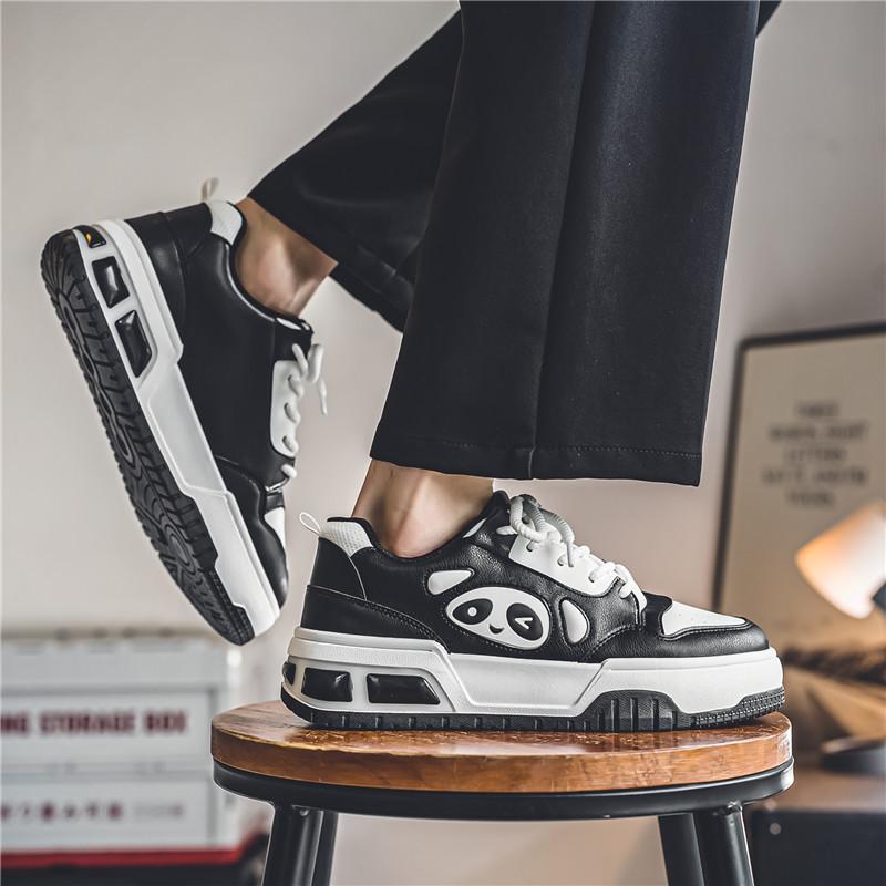 Men's Shoes Spring 2025 New Fashion Platform Heightening Versatile Niche Panda Board Shoes Student Leisure Sports Tide Shoes