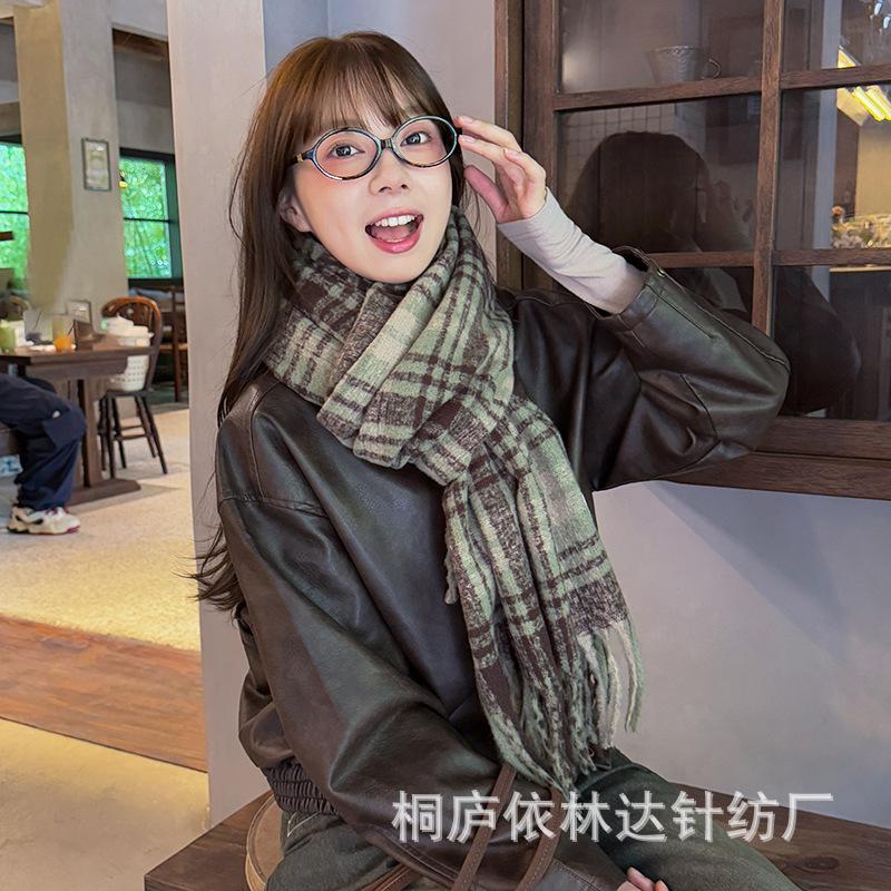 Autumn and winter new versatile color matching mohair including knitted scarf shawl dual-purpose warm scarf student