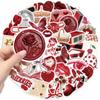 50 Cherry-Colored English Graffiti Stickers: Waterproof, Self-Adhesive for Scrapbooks & Phone Cases