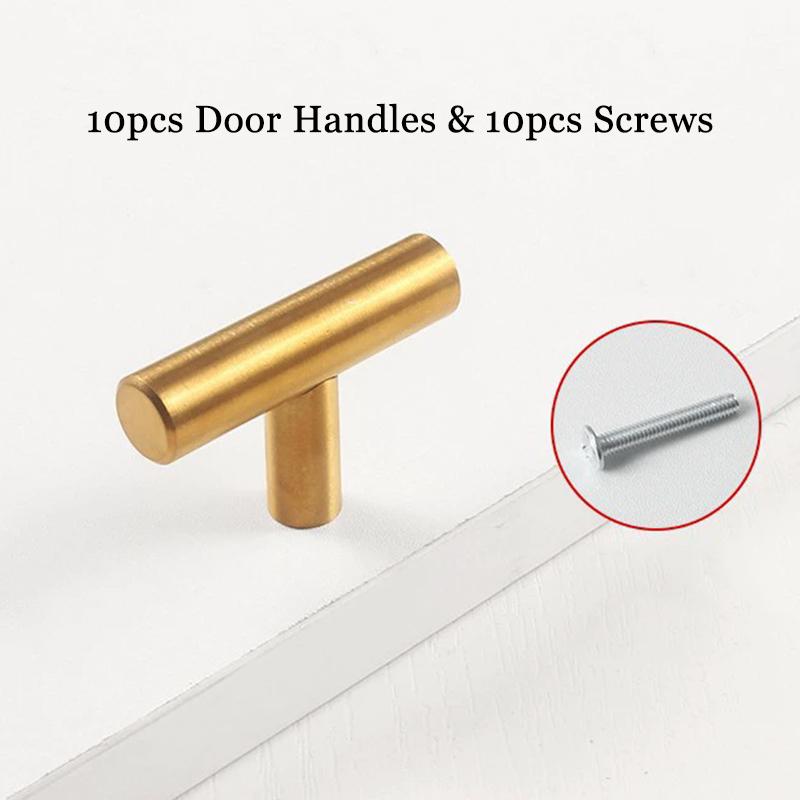 

WTEMPO Single Hole Metal Cabinet Handles DIY Drawer/Wardrobe Handles Modern Hardware Kitchen T-shaped Handles Dressing Table Knob Set with Screws 1set золотий