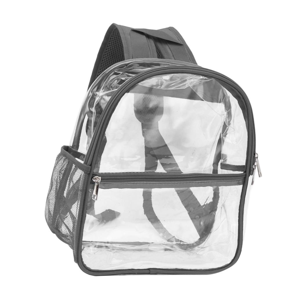 PVC Transparent Backpack Portable PVC Zipper Design High Capacity Clear Backpack for School Grey