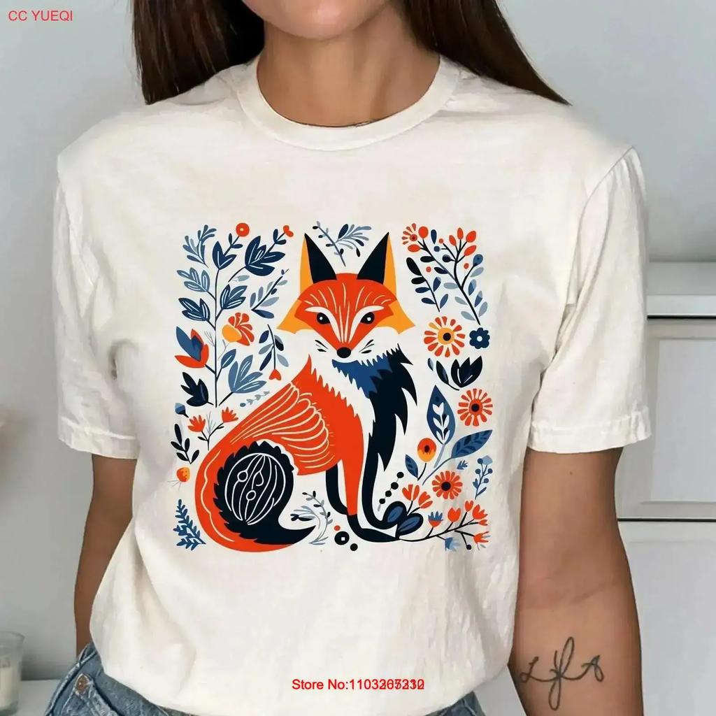 Fennec Fox Folk Art T Shirt Forestcore Cottage Core Nordic Christmas Fairy Clothing Winter Scandinavian Vintage Vintage