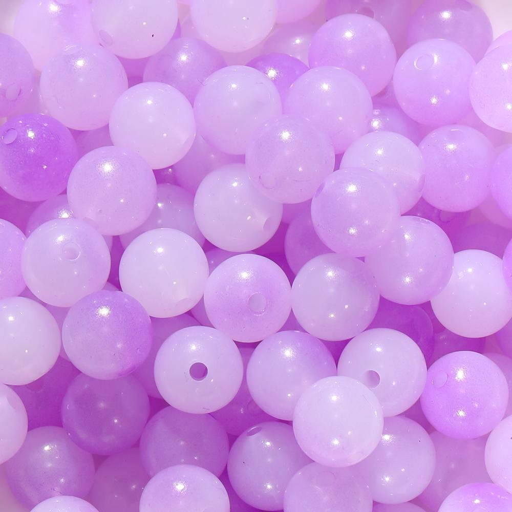 50Pcs 8/10mm Colorful Jelly Result Round Acrylic Beads Loose Spacer Beads for DIY Bracelet Necklace Jewelry Making Accessories