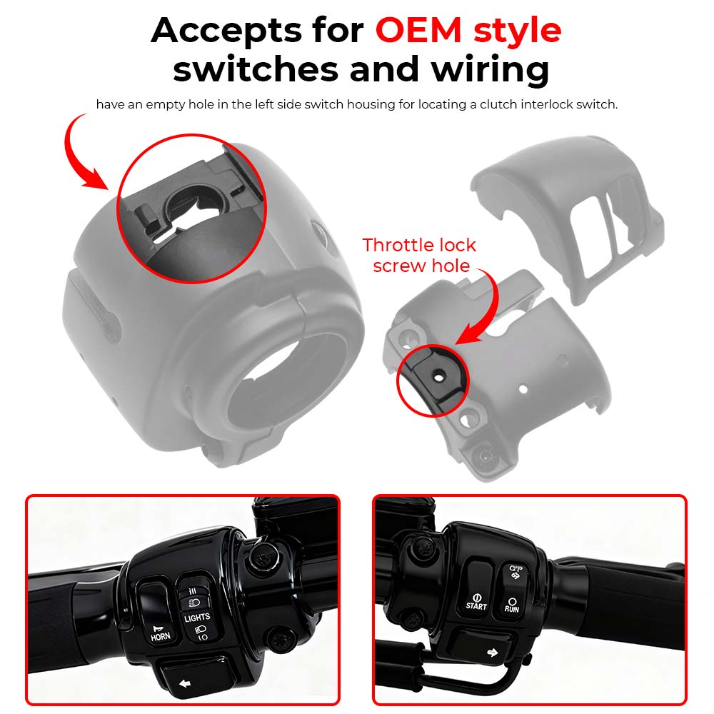 Motorcycle Accessory Handlebar Control Switch Housings Cover Button Caps Kit For Harley Sportster Low/SuperLow XL883L 2014-2019