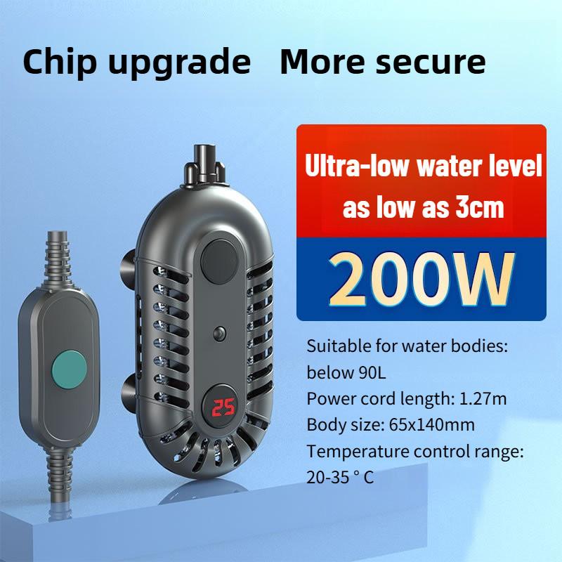 Automatic Constant Temperature Fish Tank Heating Device Turtle Tank Heating Rod Low Water Level Mini Electric Heater