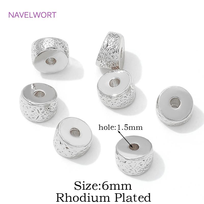 

6mm Irregular Round Spacer Beads For Jewelry Making 18K Gold Plated Separators For Beads,DIY Bracelets/Necklace Accessories 4 Pieces